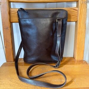 Derek Alexander Chocolate Brown Leather Classic Crossbody Bag Purse